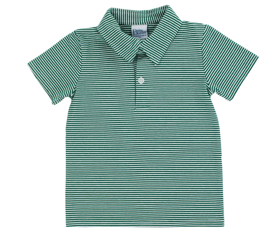 Kelly Green Stripe Knit Polo