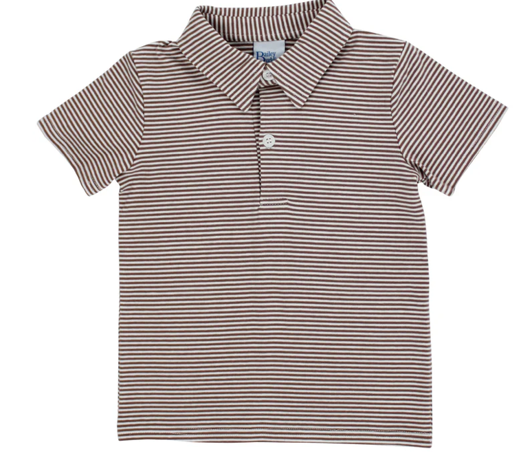 Brown Stripe Knit Polo