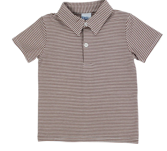 Brown Stripe Knit Polo