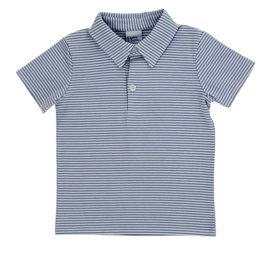 Blue Stripe Knit Polo