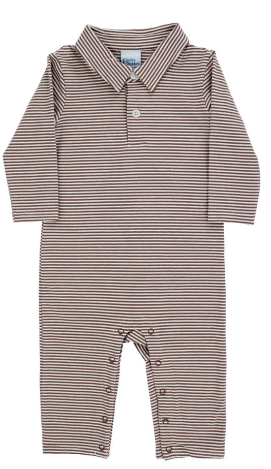 Brown Stripe Polo Playsuit