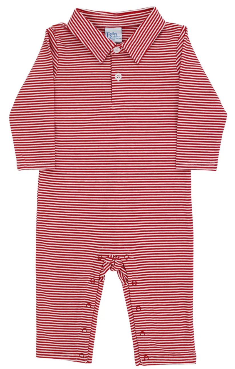 Red Stripe Polo Playsuit