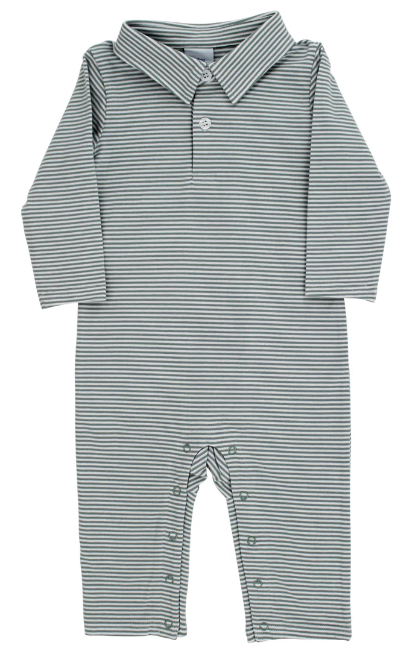 Sage Stripe Polo Playsuit
