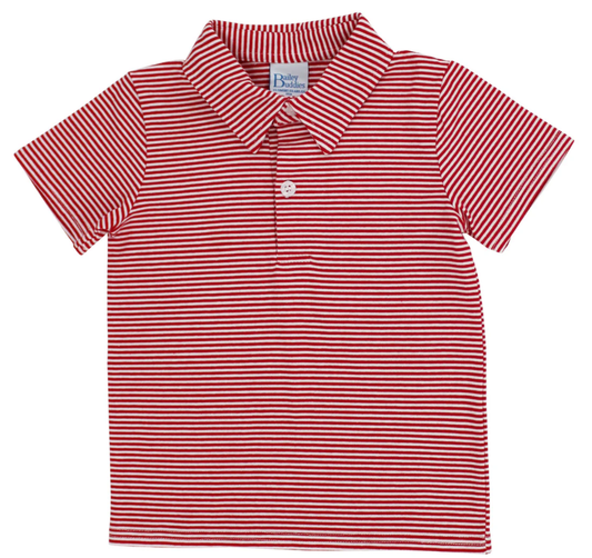Red Stripe Knit Polo