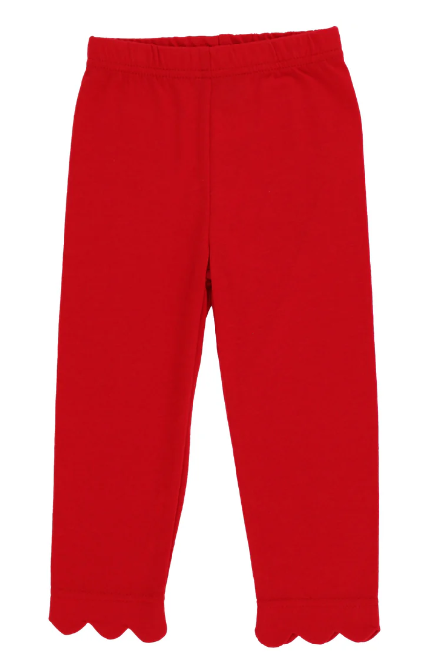 Red Knit Scallop Legging