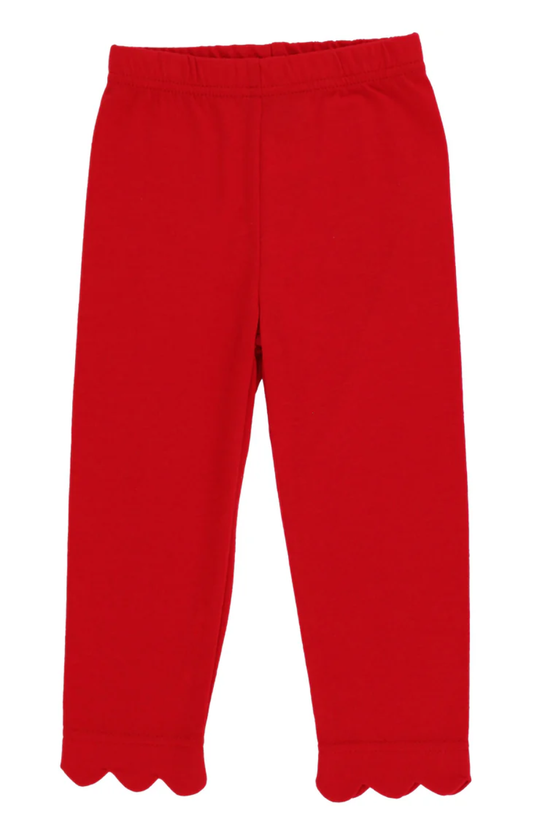 Red Knit Scallop Legging