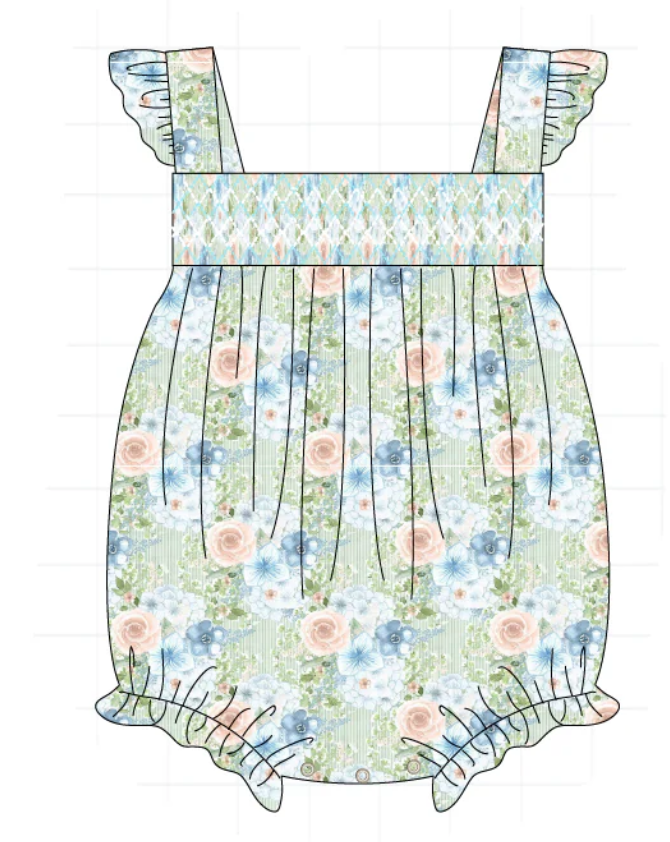 Floral Fall Smocked Bubble
