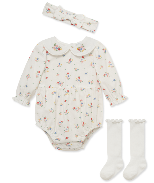 Little Me Floral Bubble w/ HB & Socks