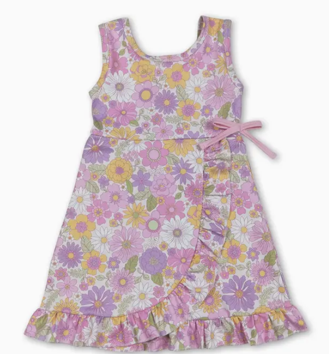 Purple Retro Floral Athletic Dress