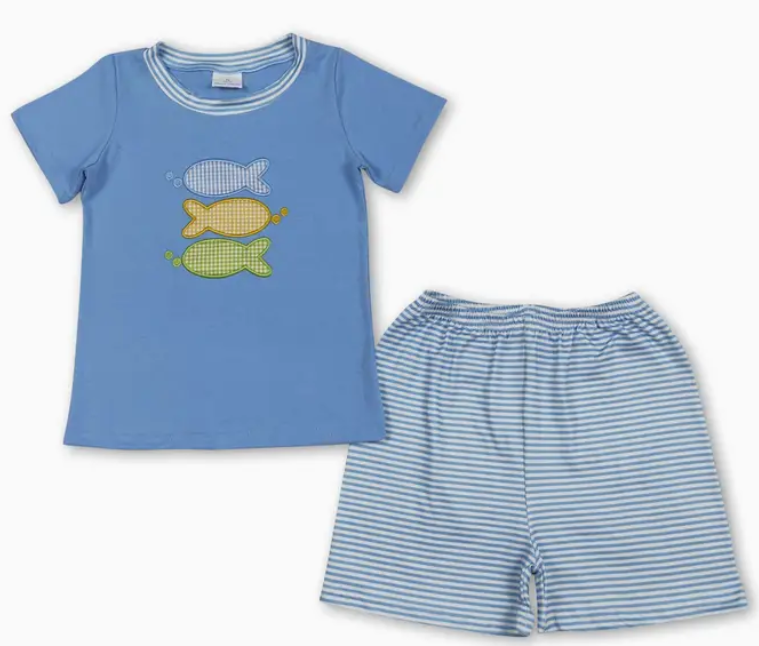 Blue Fish Appliqué Set