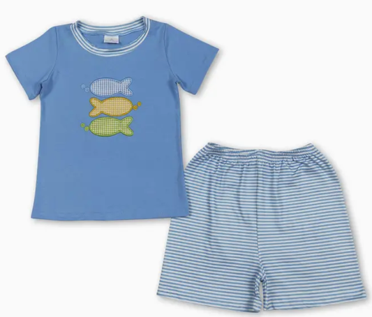 Blue Fish Appliqué Set