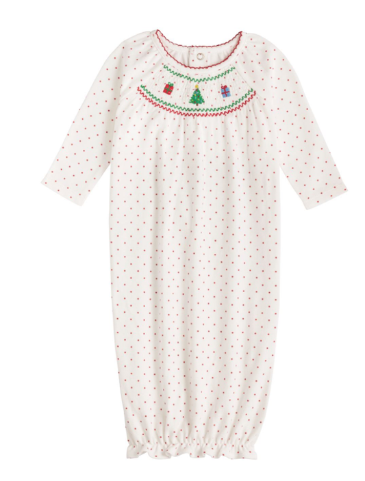 Christmas Smocked NB Gown