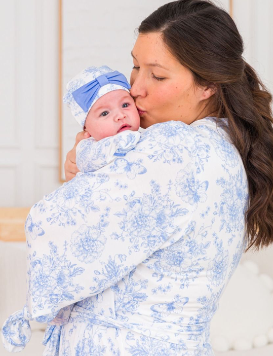 Periwinkle Butterfly Toile Bamboo Robe