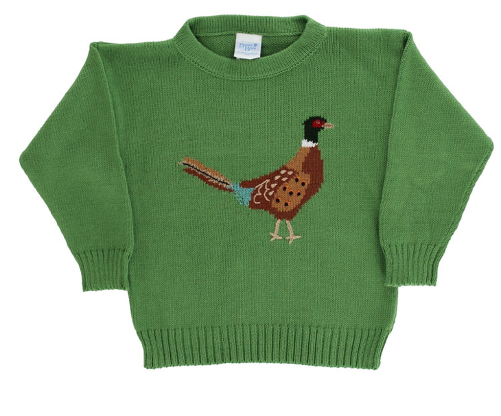 Crew Neck Sage Pheasant Sweater