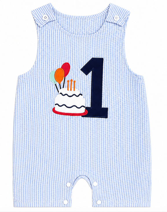 Frist Birthday Seersucker John John w Cake