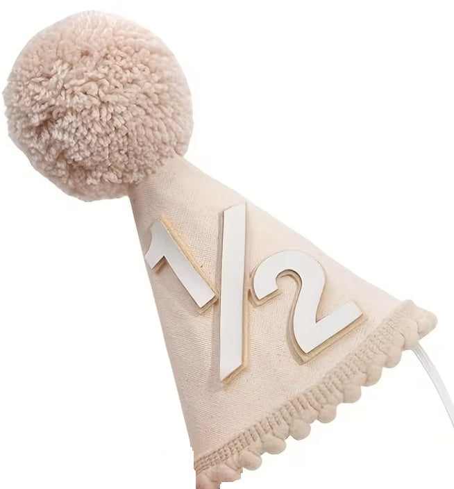 Tan & White Half Bday Hat