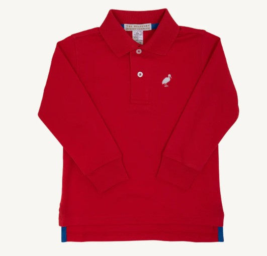 Prim & Proper- Long Sleeve Polo-Pima Richmond Red