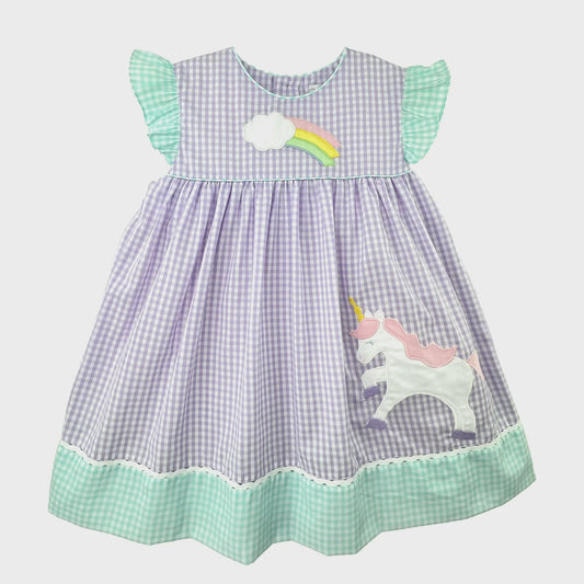 Unicorn & Rainbow Applique Dress