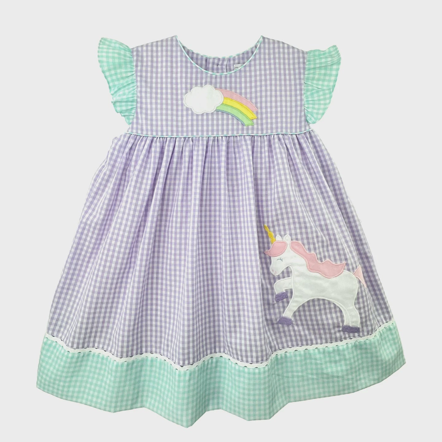 Unicorn & Rainbow Applique Dress With Bloomers