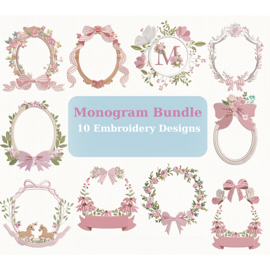 Embroidery Monogram Wreath Crests