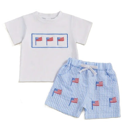 White Seersucker Flag Set