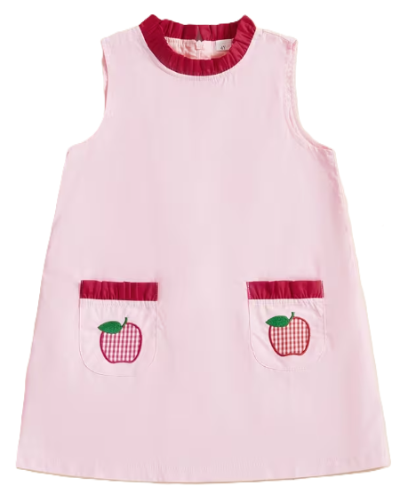 Pink Red Applique Apple Dress