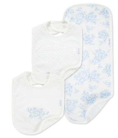 Blue Roses Bib & Burp Set