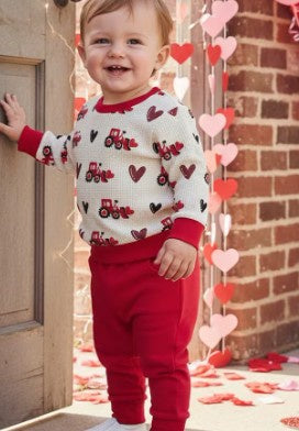Boys Valentine's Tractor Outfit