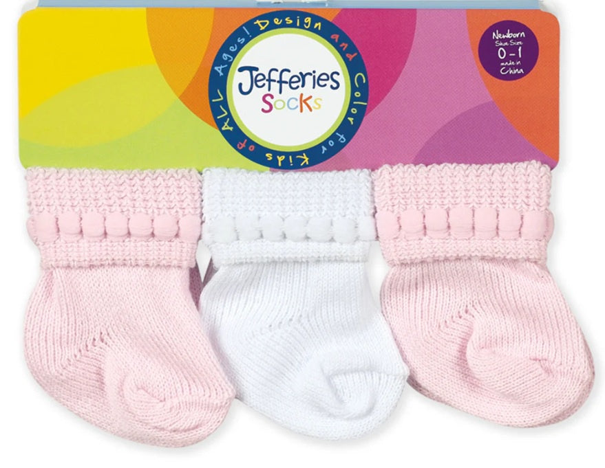 Jefferies- Rock-A-Bye White Bubble Socks in Pink