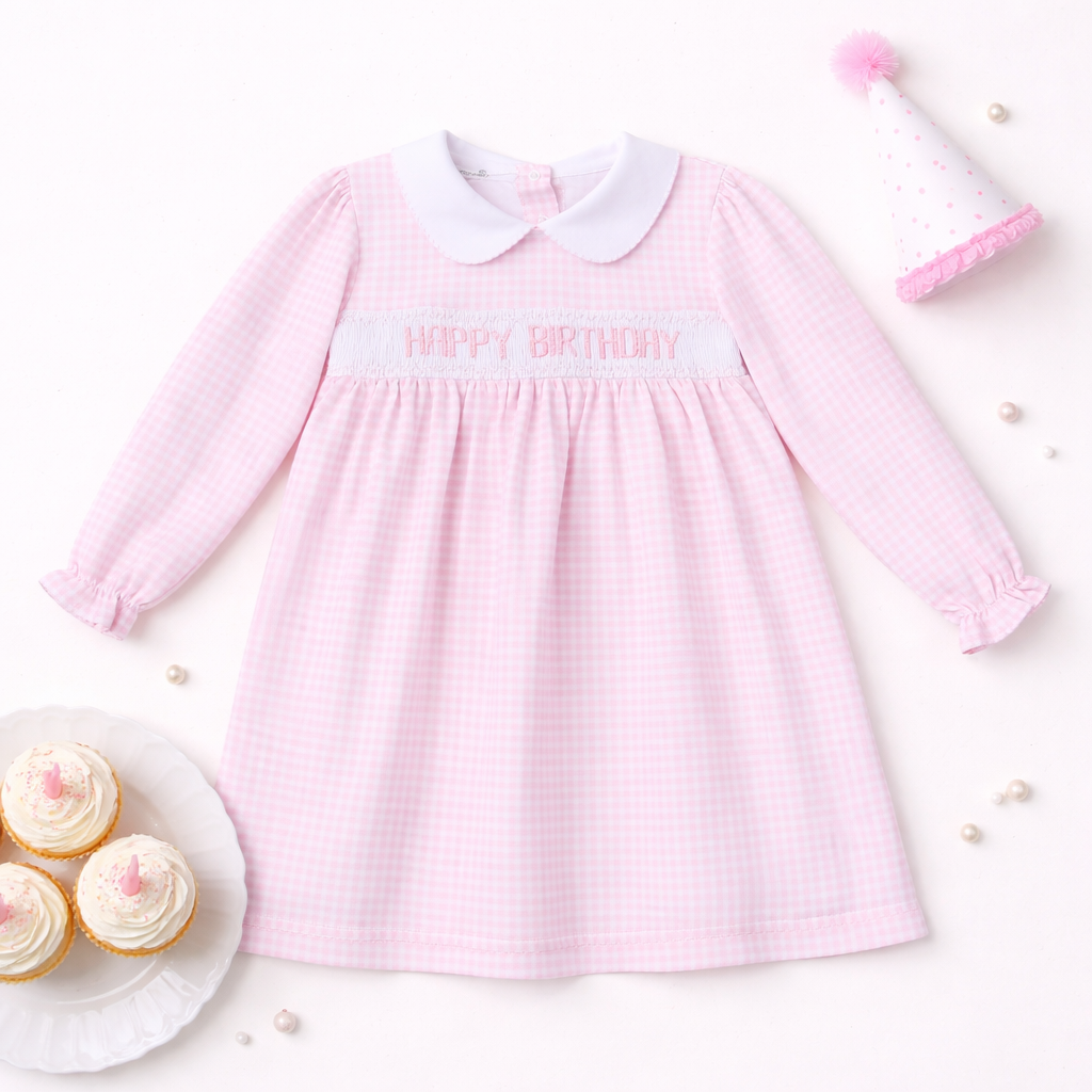 Classic Smocked Birthday LS Dress