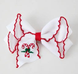 Embroidered Candy Cane Bow