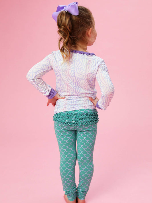 SoftSnooze™ Bamboo Mermaid Ruffle Toddler LS Pajama