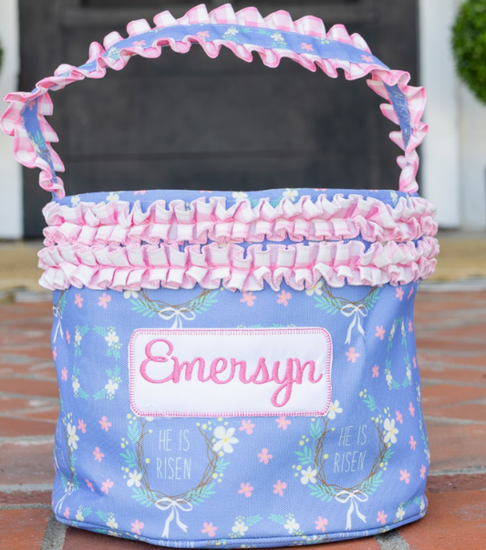 He is Risen Monogrammed Easter Basket