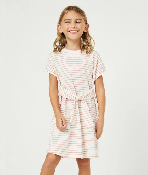 Pink Stripe Casual Tween Dress
