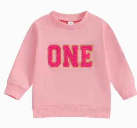 Girls One Chenille Patch Sweatshirt