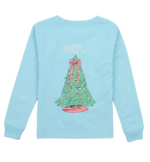 Properly Tide Girls Merry & Bright LS Powder Blue