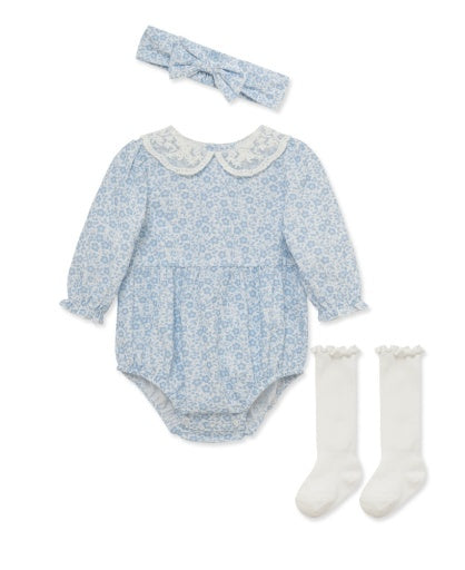 Blue Floral Baby Bubble Gift Set
