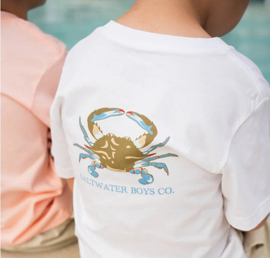 Saltwater Boys- White Crab T-Shirt