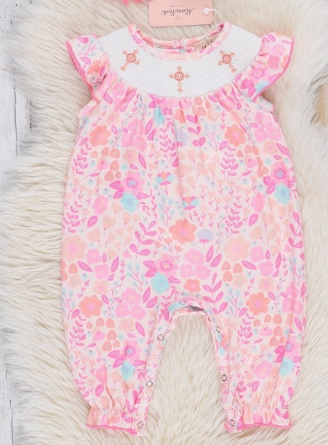 Smocked Cross Watercolor Romper