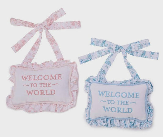 Welcome to The World Ruffle Pillow